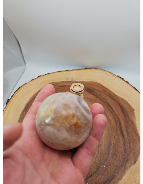 Load image into Gallery viewer, Flower agate sphere .59lbs W/stand
