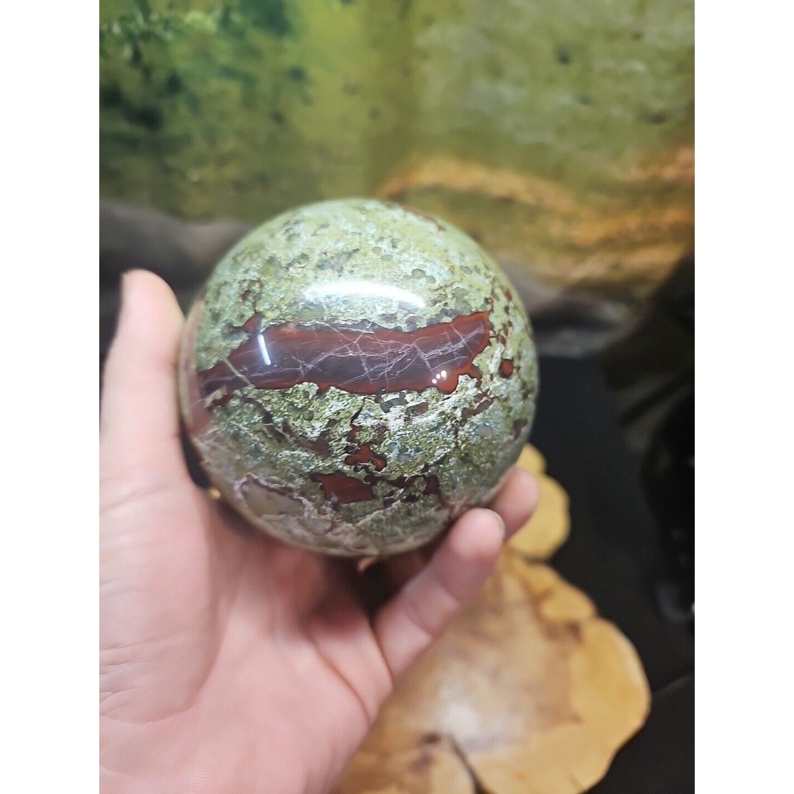 4.18LB Natural dragon blood stone quartz sphere crystal ball reiki healing 1900g