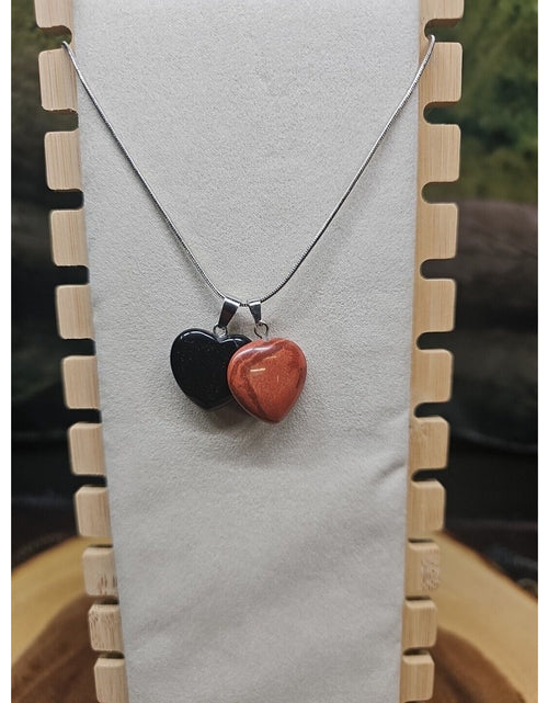 Load image into Gallery viewer, Pendant Necklace 16in Silver Chain Agate Heart
