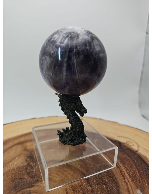 Load image into Gallery viewer, Amethyst Sphere .82lb 65mm W/Dragon Stand
