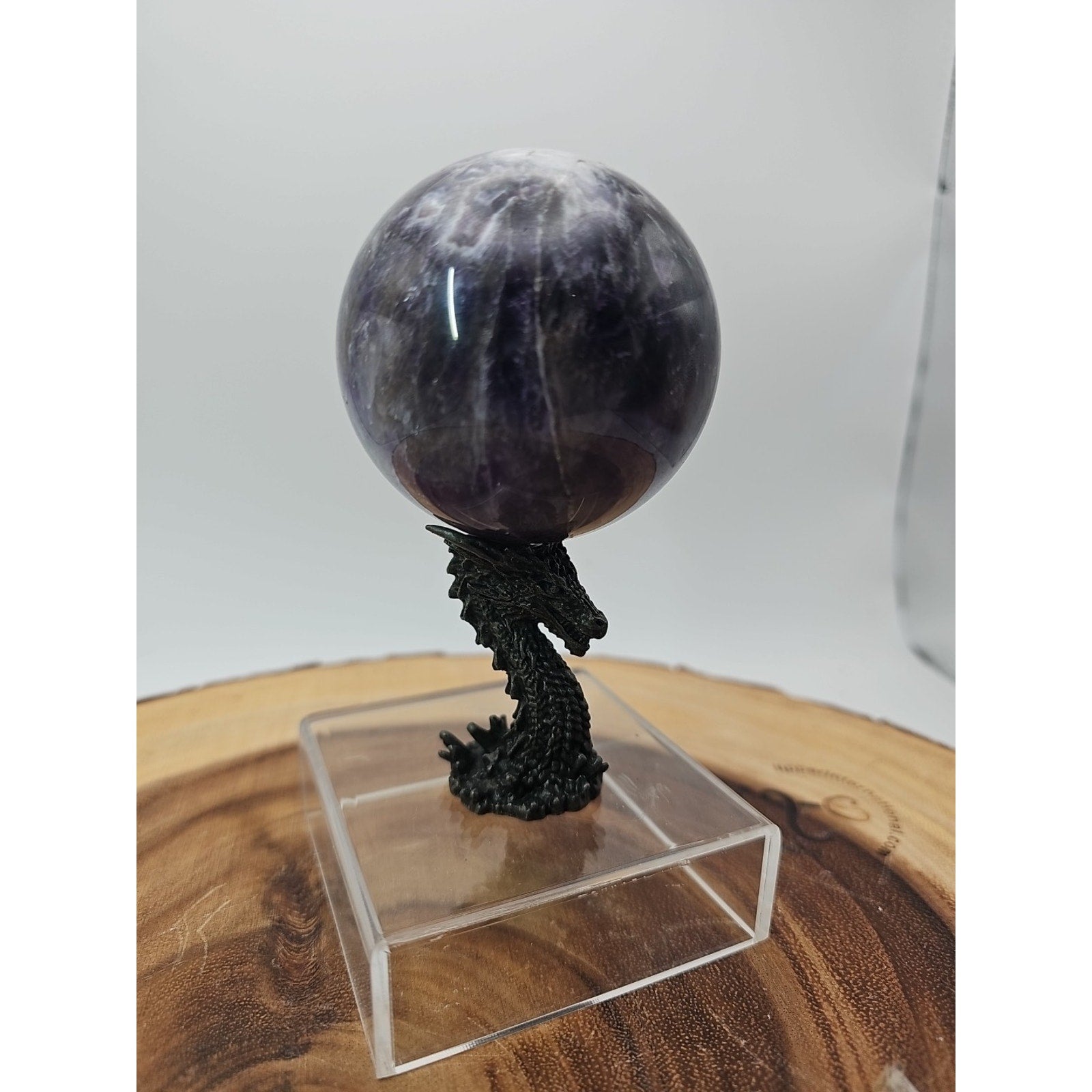 Amethyst Sphere .82lb 65mm W/Dragon Stand
