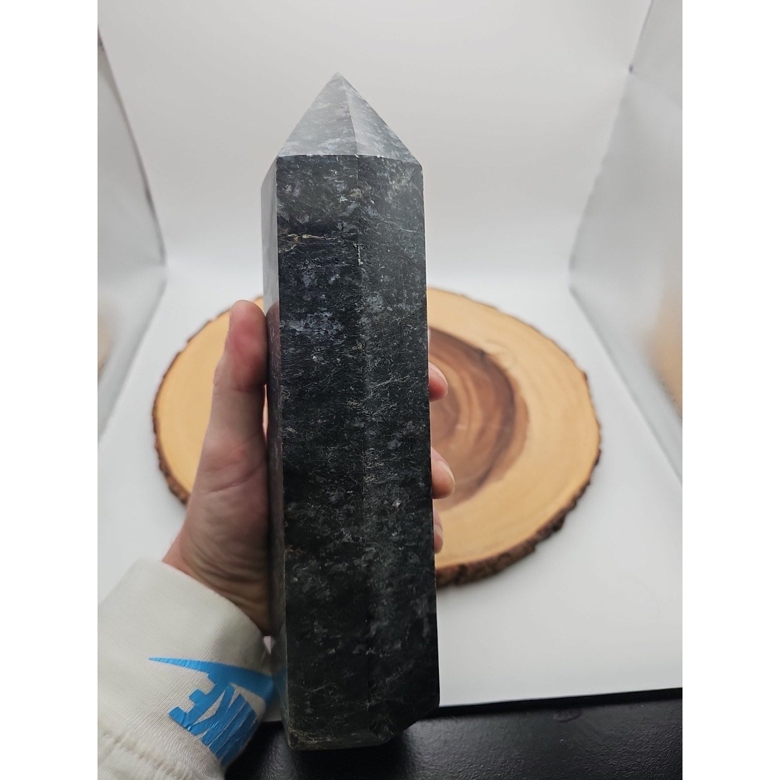 4.3lb Arfvedsonite Garnet Blue Flashes Crystal Point Tower Polished