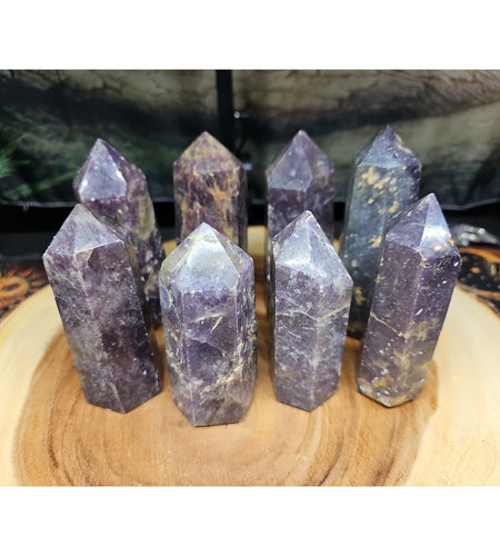 1ea Natural Purple Mica Lepidolite Crystal Point Tower Africa 300g-400g