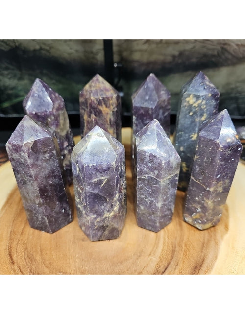 Load image into Gallery viewer, 1ea Natural Purple Mica Lepidolite Crystal Point Tower Africa 300g-400g
