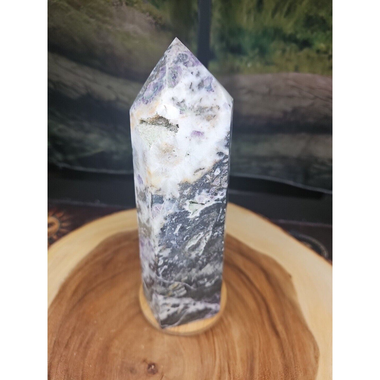 3.41LB 1Pcs Natural Rainbow Fluorite Quartz Crystal Point Tower Polished Healing
