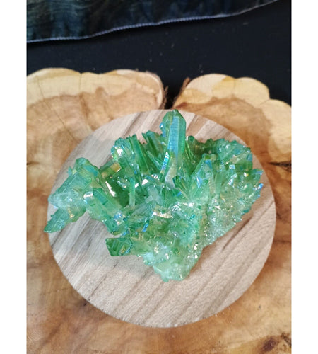 0.7lbRainbow Aqua Aura Quartz Crystal Cluster Points Titanium Coating