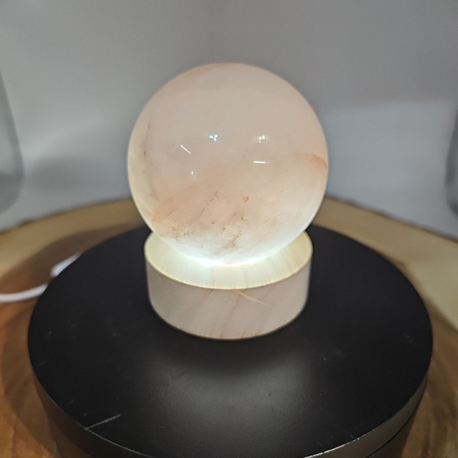 Quartz Crystal Sphere W/led Light Stand 63mm Avg