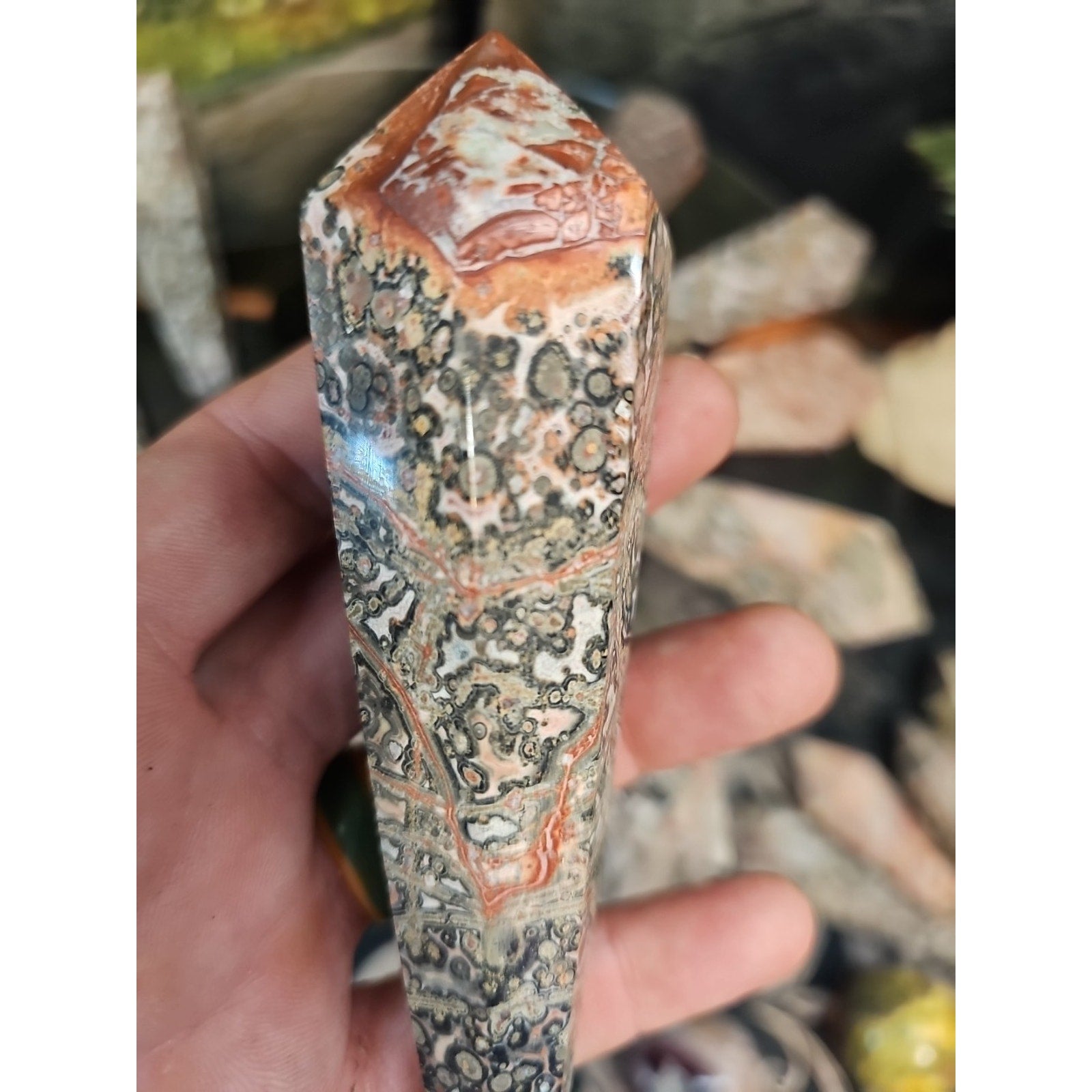 Natural Leopard Skin Jasper Crystal Scepter .30+ Avg 1 Each