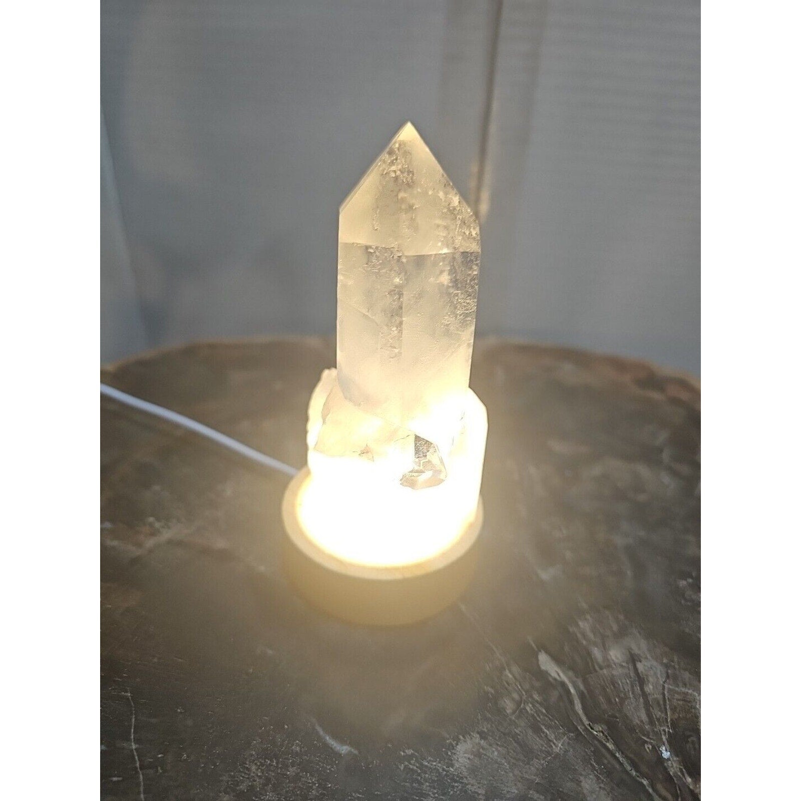 272g White Quartz Crystal Cluster W/ Led Light