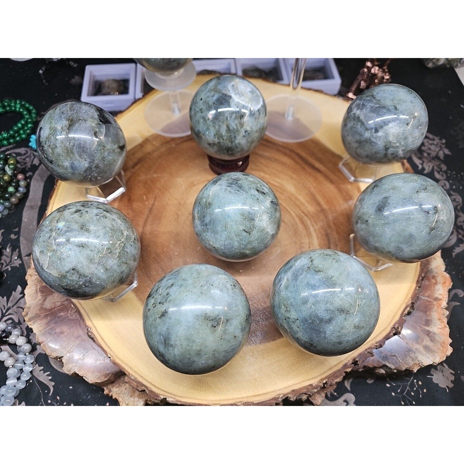 .95LB Avg 1Pc Natural Rainbow Labradorite Crystal Sphere Ball Polished