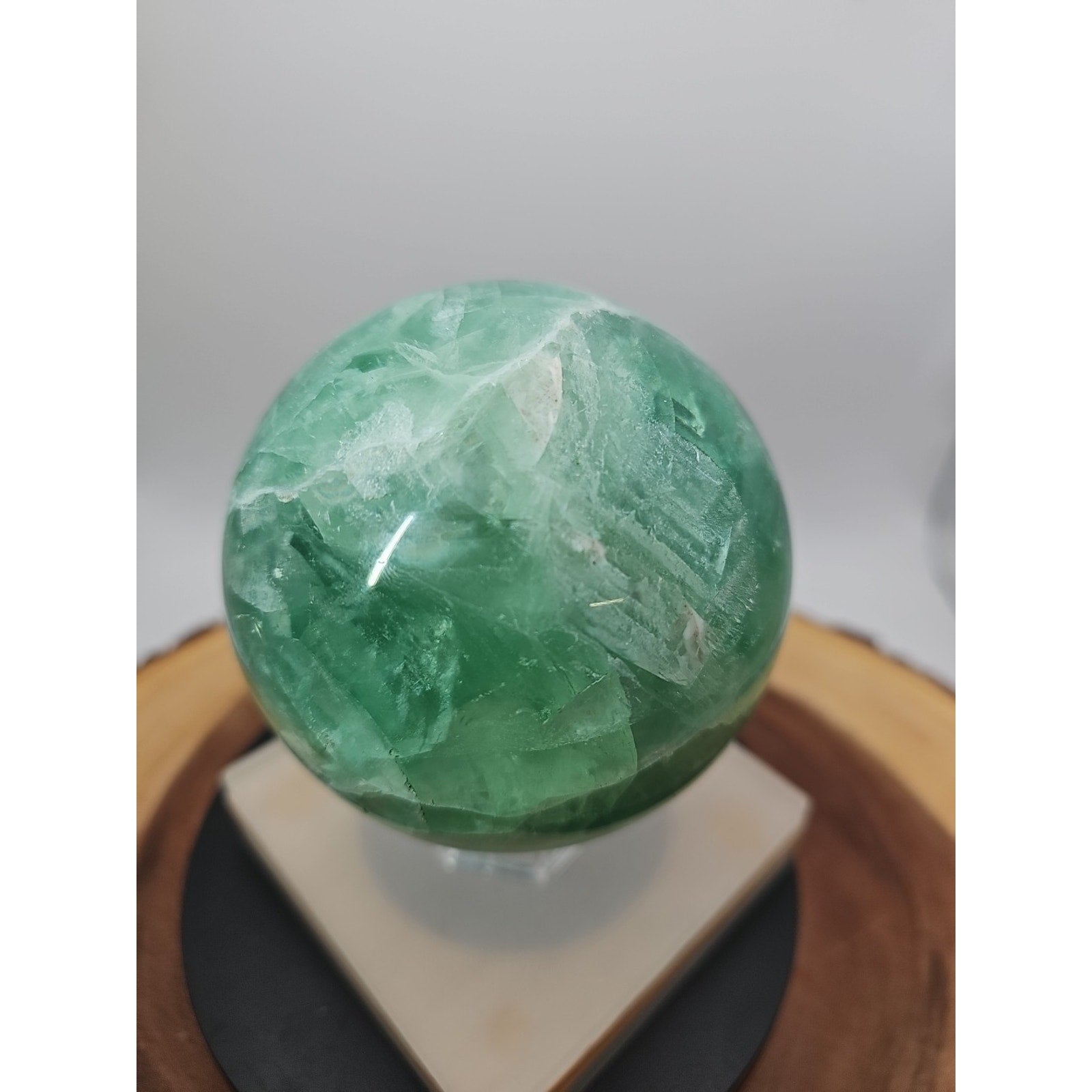 2.84Natural Rainbow Fluorite Quartz Crystal Sphere Ball Polished Healing