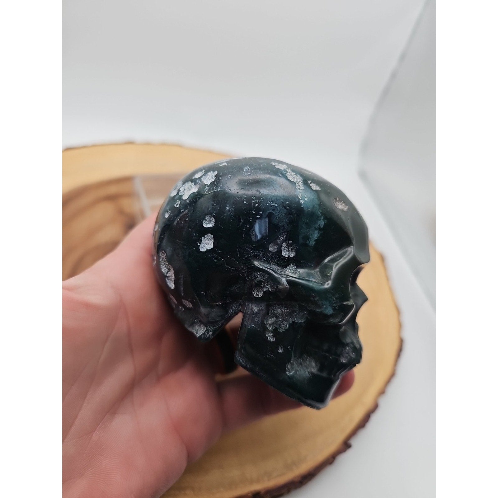 Moss Agate Skull 1.37lb