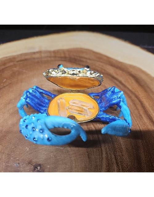 Load image into Gallery viewer, Crab Trinket Box W/3 Herkimer Diamonds Covered In Gemstones
