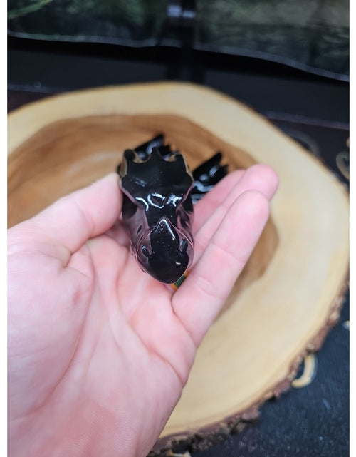 Load image into Gallery viewer, 1 Each Natural Black Obsidian Quartz Crystal Dragon Head Carving 102grams 7-8cm
