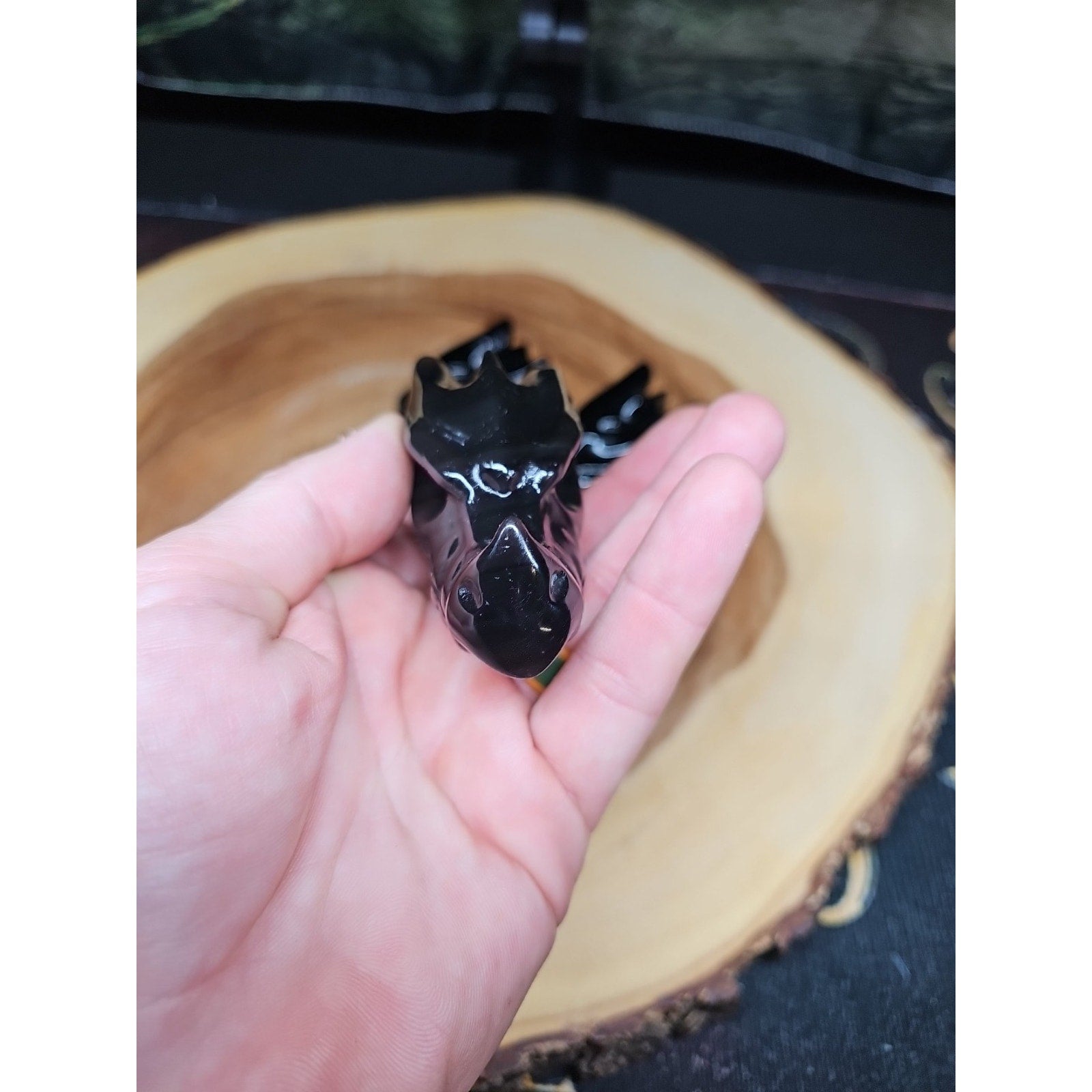 1 Each Natural Black Obsidian Quartz Crystal Dragon Head Carving 102grams 7-8cm