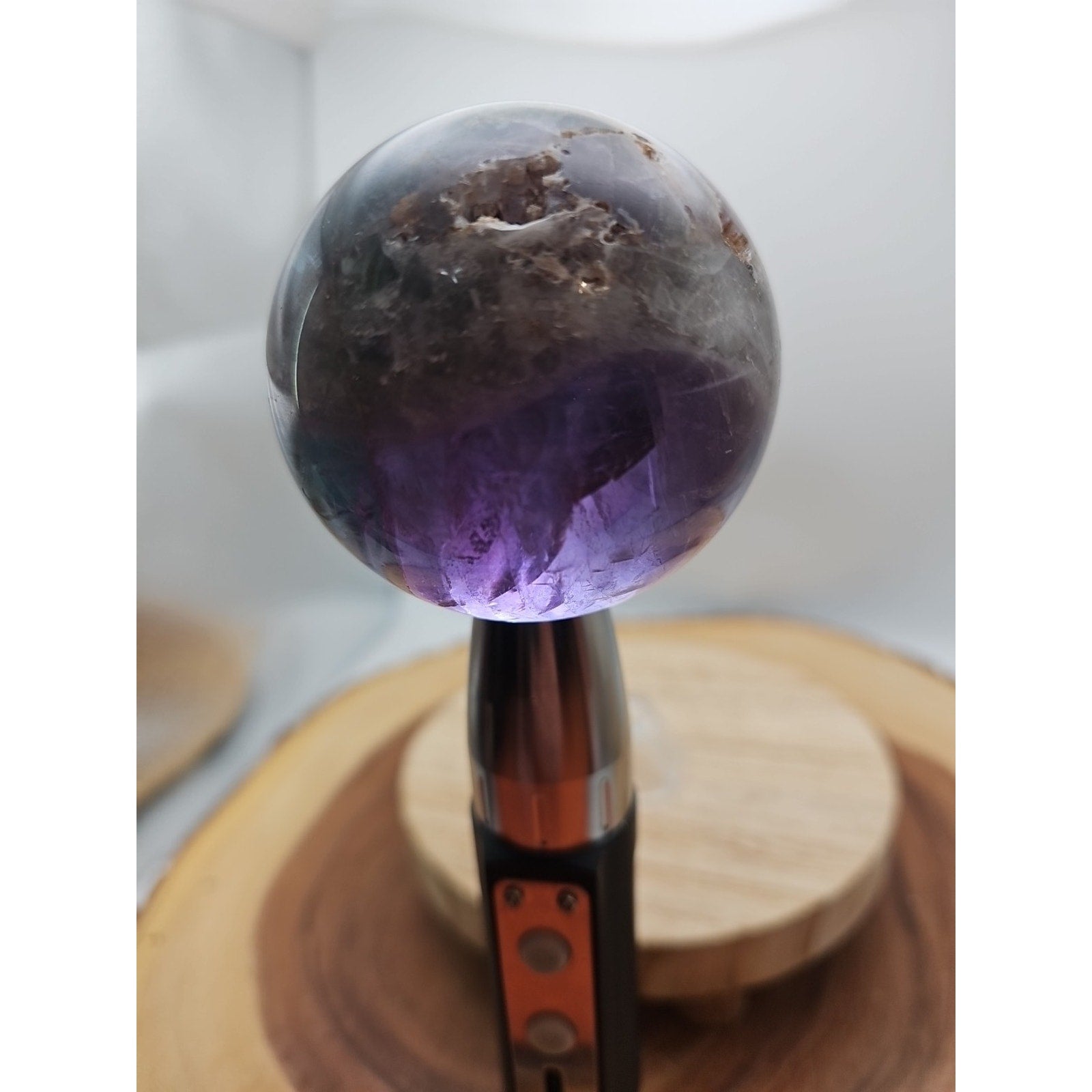 1.10lb Natural Rainbow Fluorite Quartz Crystal Sphere Ball Polished