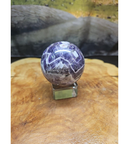 Amethyst Sphere 65mm W/Glass Stand 1lb