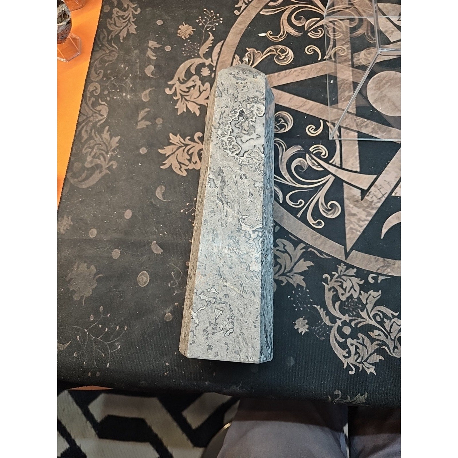 7.05lb 12in Tall Crazy Lace Jasper Crystal Point Tower Healing