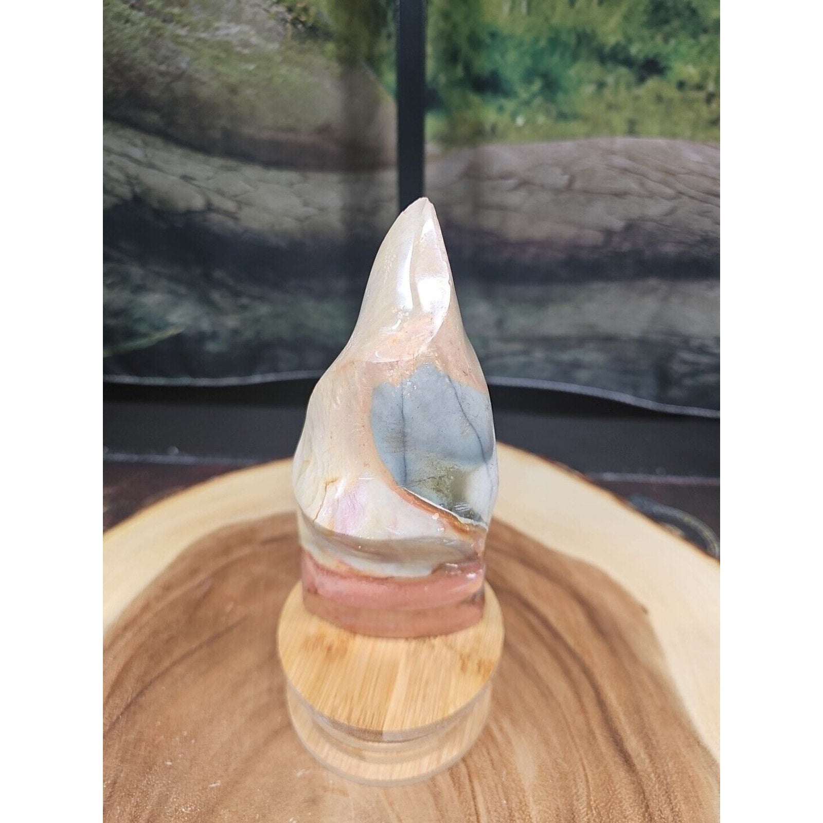 1.20LB 1Pcs Natural Polychrome Ocean Jasper Crystal Flame Point Carved Healing