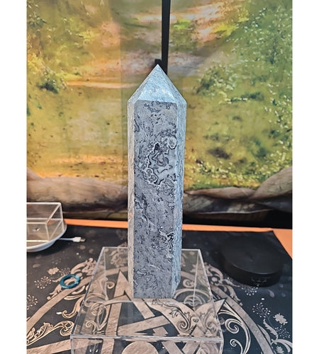 7.05lb 12in Tall Crazy Lace Jasper Crystal Point Tower Healing