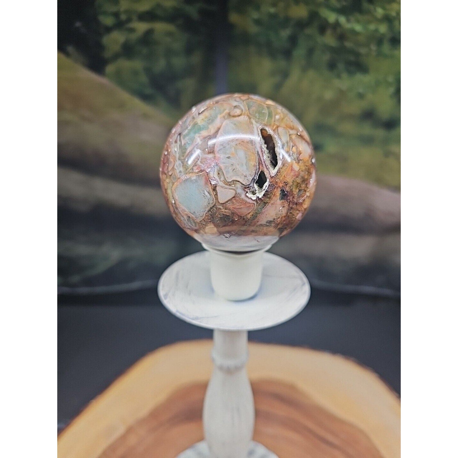 Ocean Jasper Agate Sphere 64mm W/Stand