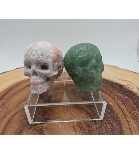 Pink Opal &Fluorite Skulls. .60lb 49mm