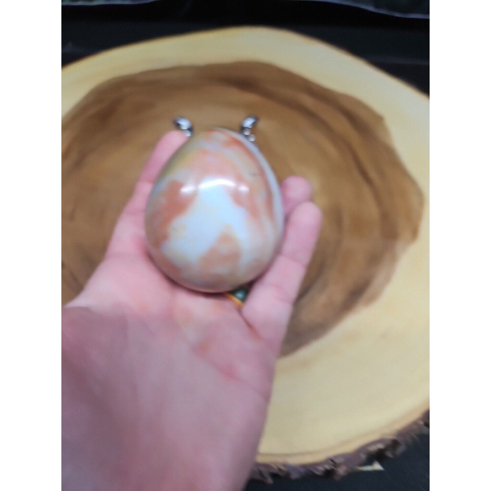 Ocean Jasper Egg Caramel Agate W/Stand 274grams