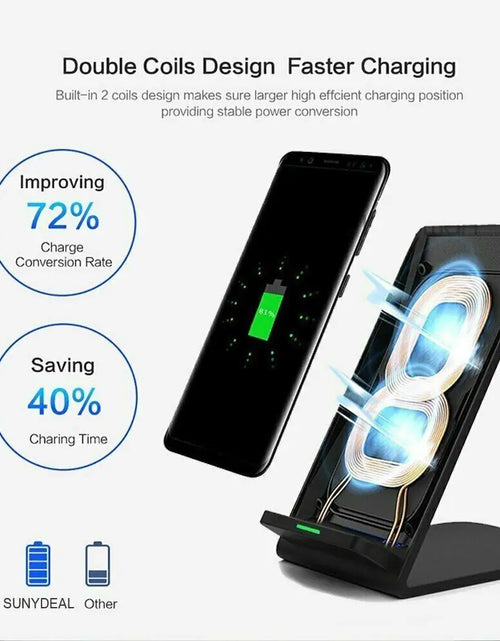 Load image into Gallery viewer, Qi Wireless Fast Charger Charging Pad Stand Dock For Samsung Galaxy iPhone Phone
