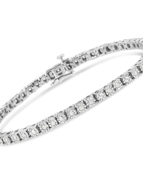 Load image into Gallery viewer, .925 Sterling Silver 1.0 Cttw Diamond Illusion-Set Miracle Plate Tennis Bracelet (I-J Color, I3 Clarity) - 7&quot;
