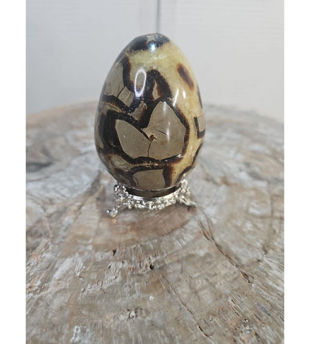 1lb 5oz Natural Septarian Dragon quartz Crystal egg Mineral Specimen W/Stand