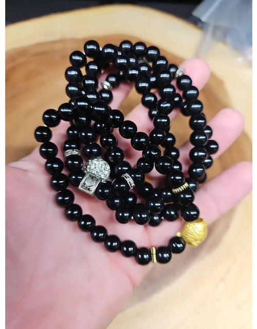 Load image into Gallery viewer, Natural Obsidian Stone Bracelets 5pc Set
