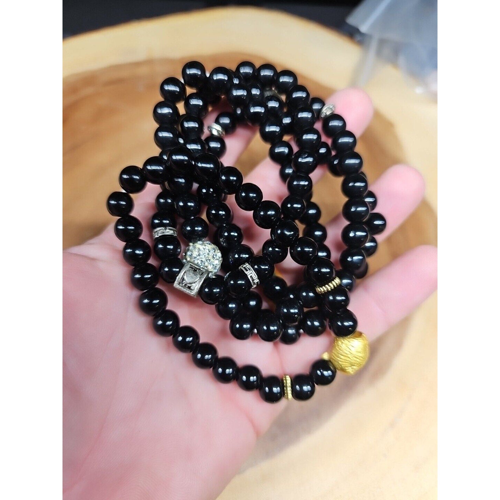 Natural Obsidian Stone Bracelets 5pc Set