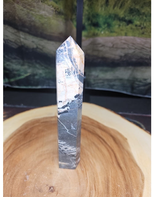 Load image into Gallery viewer, Zebra Stone Tower 390g 7.3/4 In Tall
