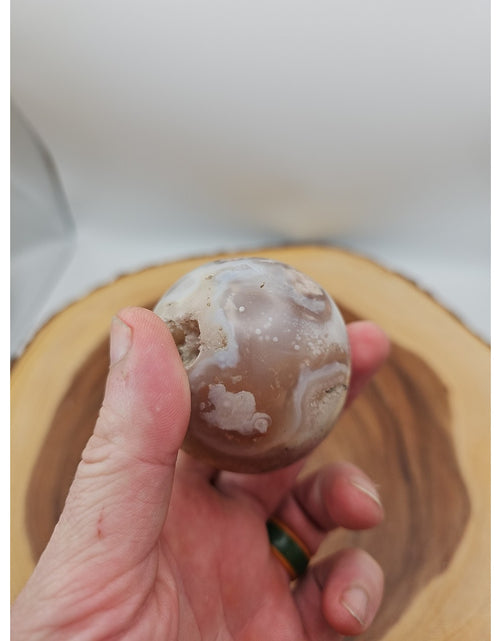 Load image into Gallery viewer, Flower agate sphere .59lbs W/stand
