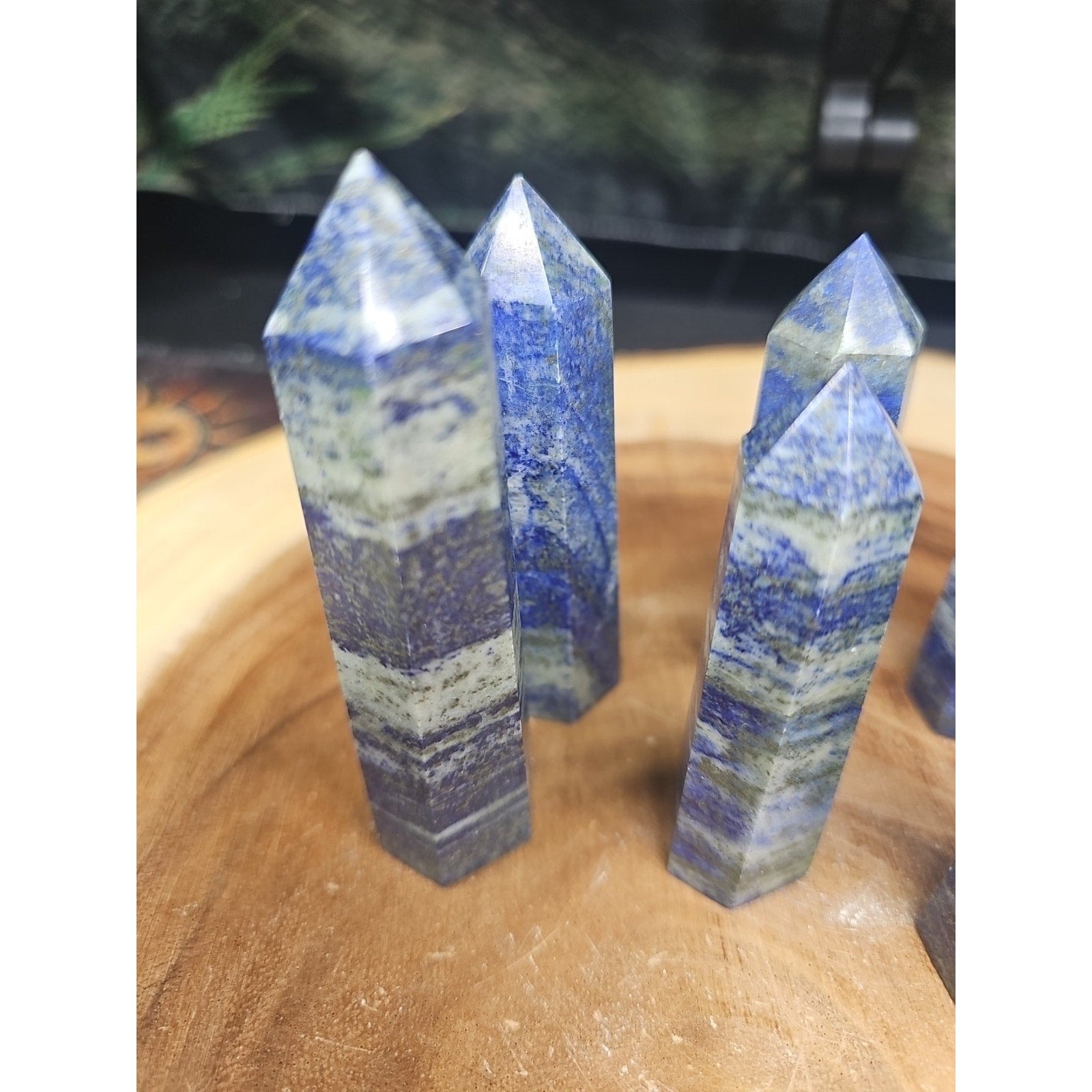 1 Each Natural Blue Lapis Lazuli & Pyrite Crystal Point Tower Brazil Rare