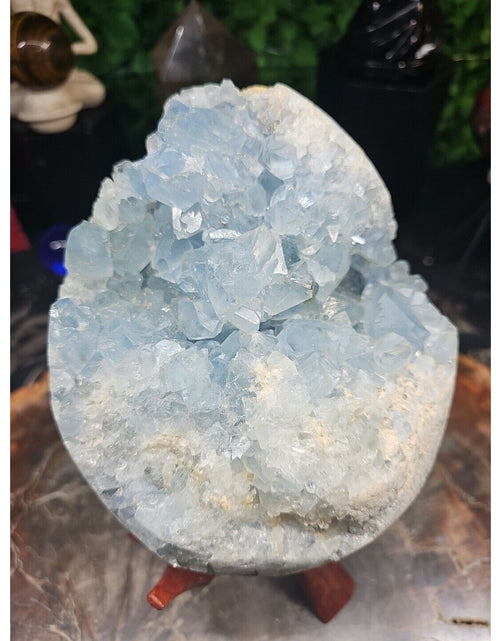 Load image into Gallery viewer, 10.45LB Natural Beautiful Blue Celestite Crystal Geode W/ Stand
