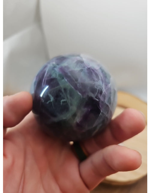Load image into Gallery viewer, 1.09lb Natural Rainbow Fluorite Quartz Crystal Sphere Ball Polished
