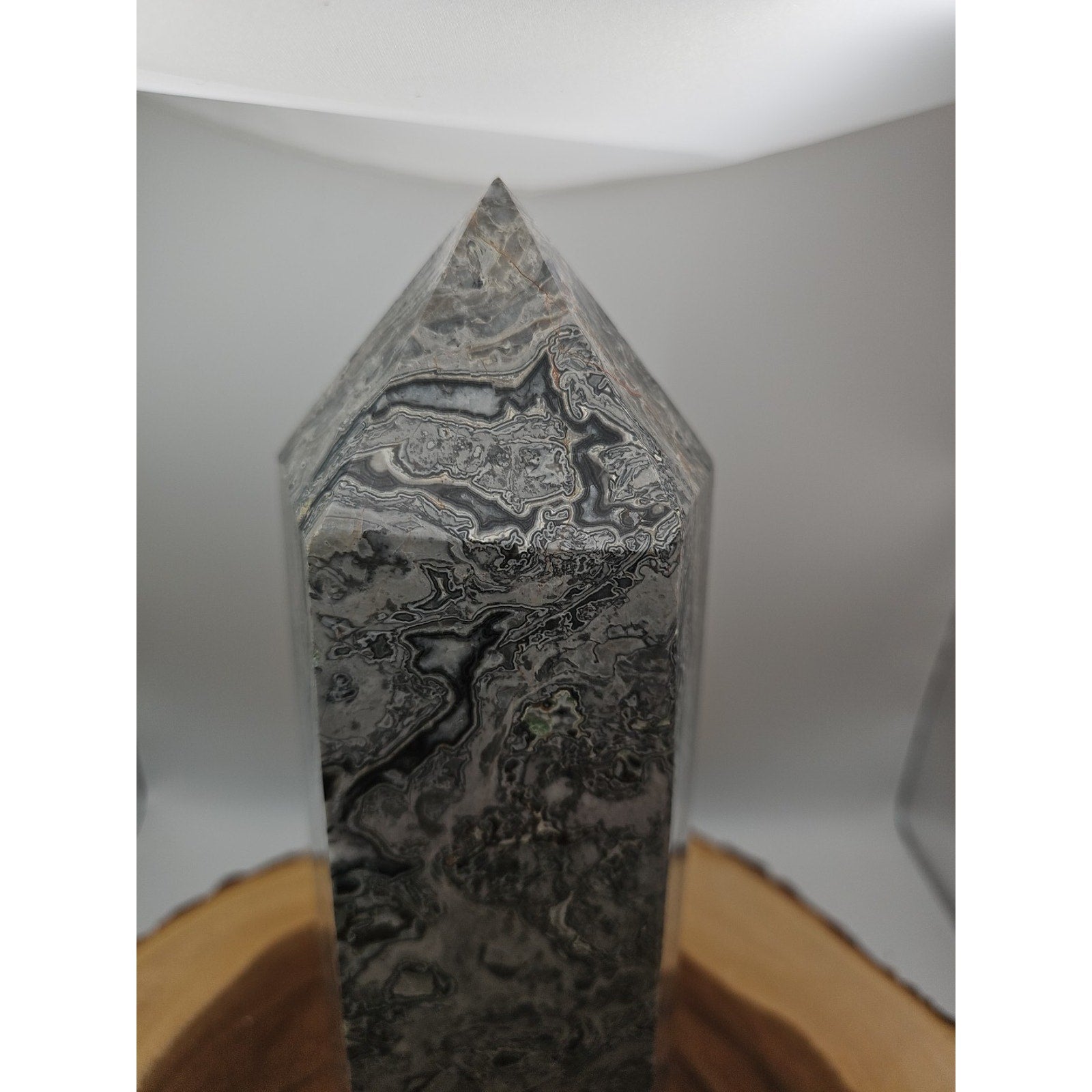 8.14lb Gray Crazy Lace & Shell Stone Jasper Crystal Tower