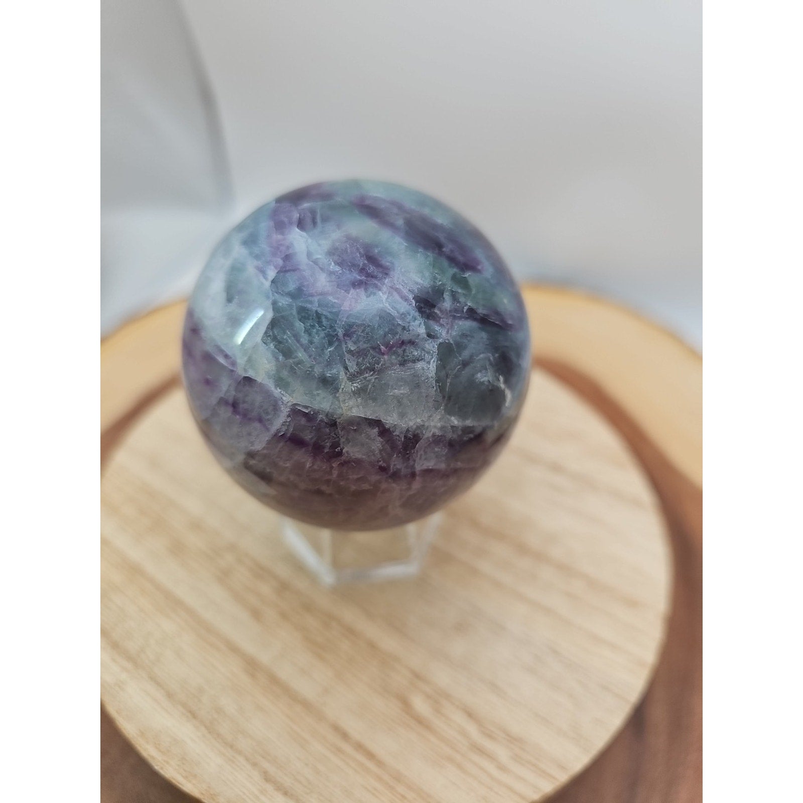 1.09lb Natural Rainbow Fluorite Quartz Crystal Sphere Ball Polished