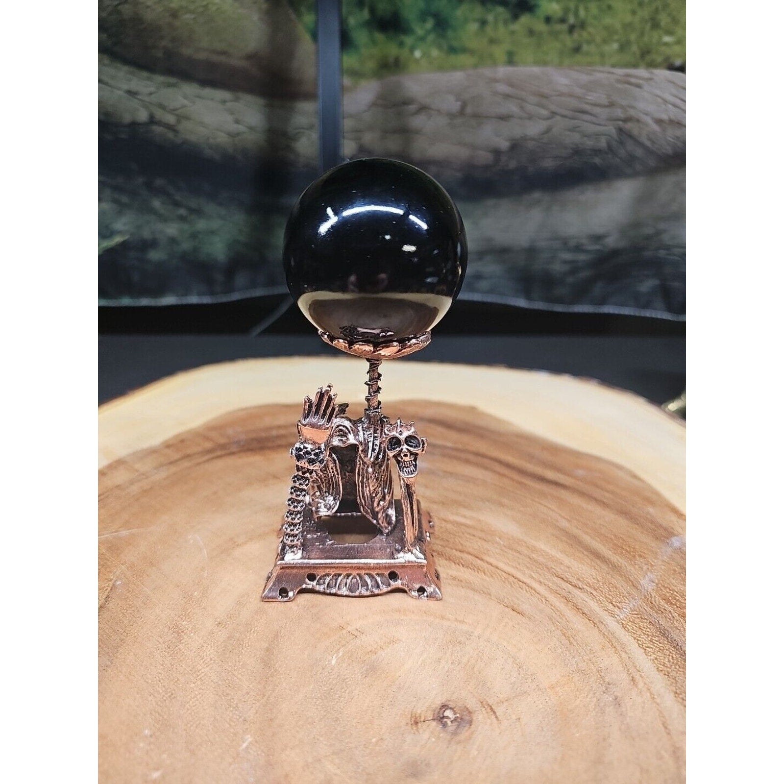 Black Obsidian Quartz Sphere 50mm W/Stand