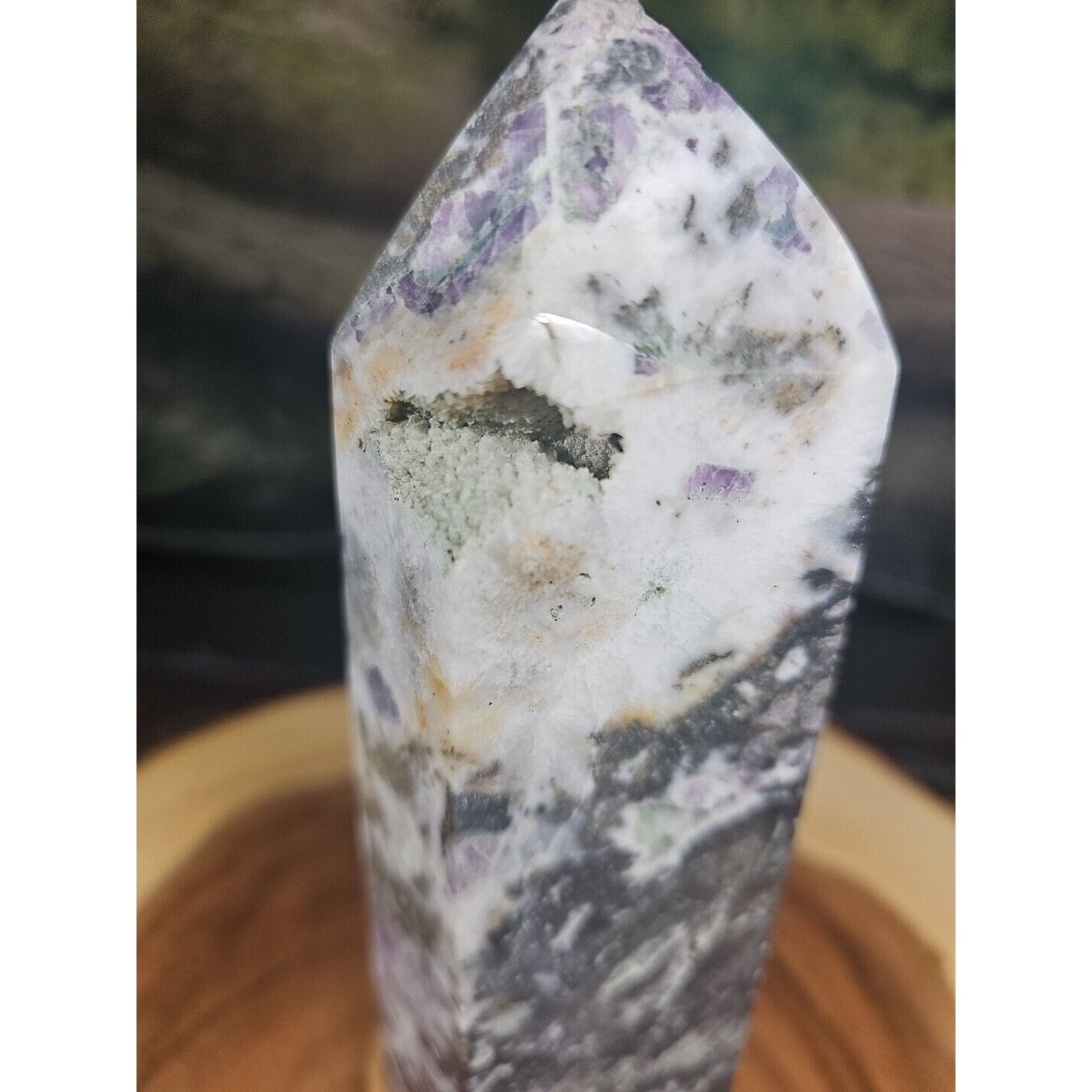 3.41LB 1Pcs Natural Rainbow Fluorite Quartz Crystal Point Tower Polished Healing