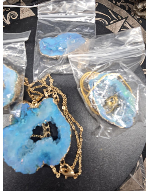 Load image into Gallery viewer, Blue Agate Necklace with 16in Chain
