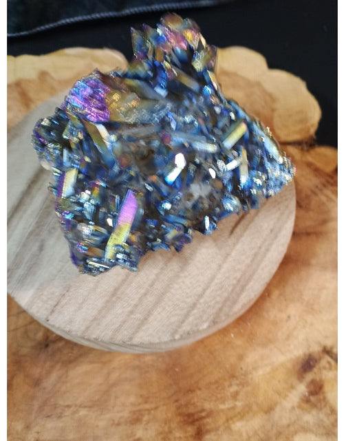 Load image into Gallery viewer, 0.68lb Rainbow Aqua Aura Quartz Crystal Cluster Points Titanium Coating
