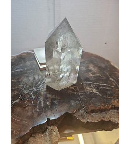 2.7LB Natural Green Ghost Phantom Quartz Crystal Obelisk Wand Point Healing.