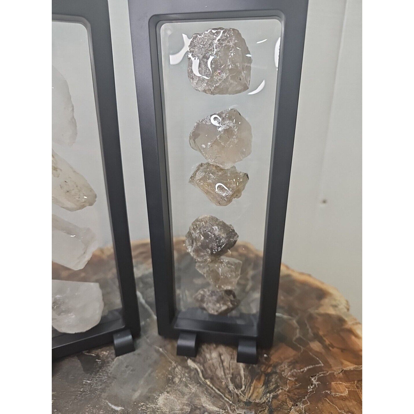 Quartz Crystal & Smokey Quartz W/Stands Total Weight 1.33lbs Great Show Item