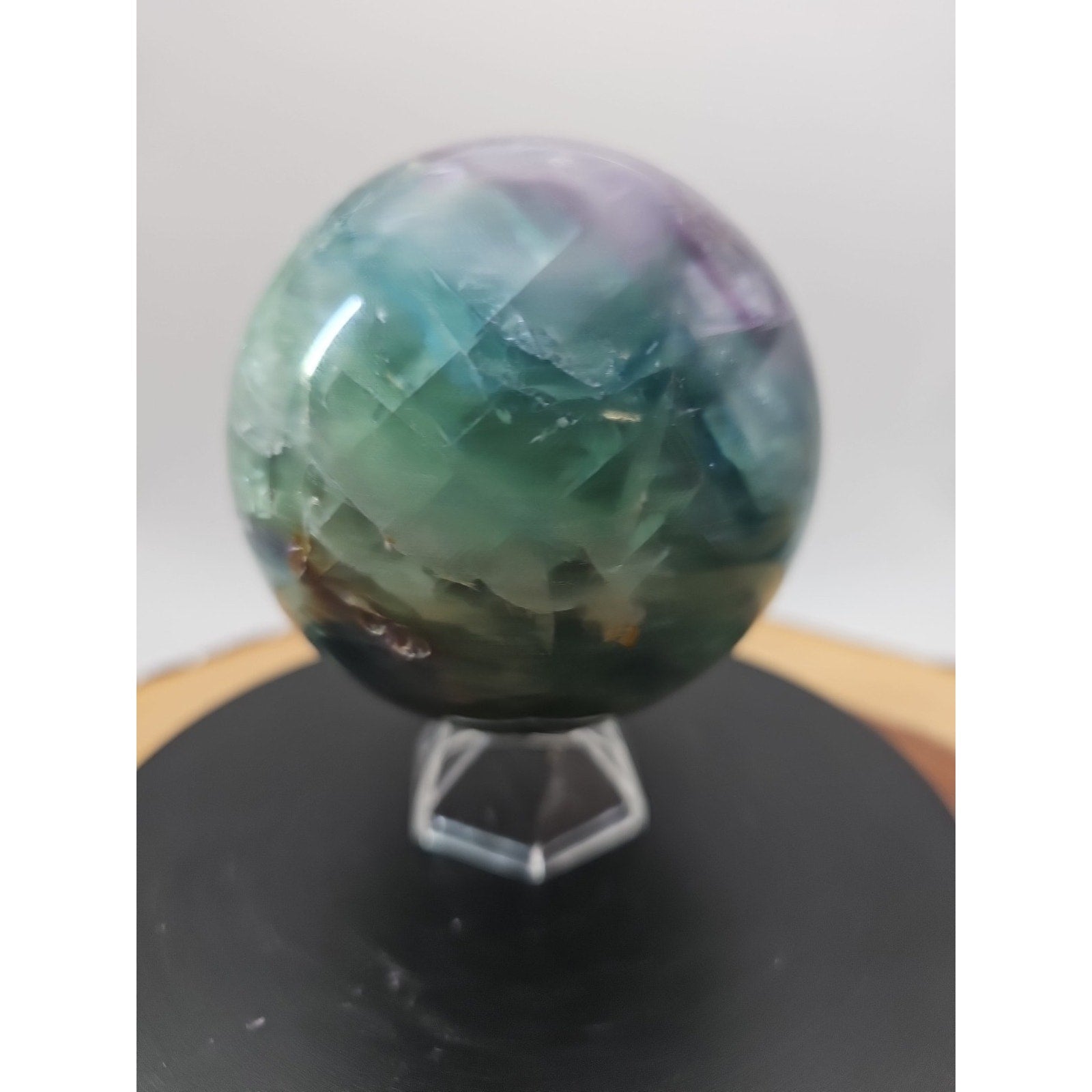 2.11lbs Natural Rainbow Fluorite Quartz Crystal Sphere Ball Polished Healing