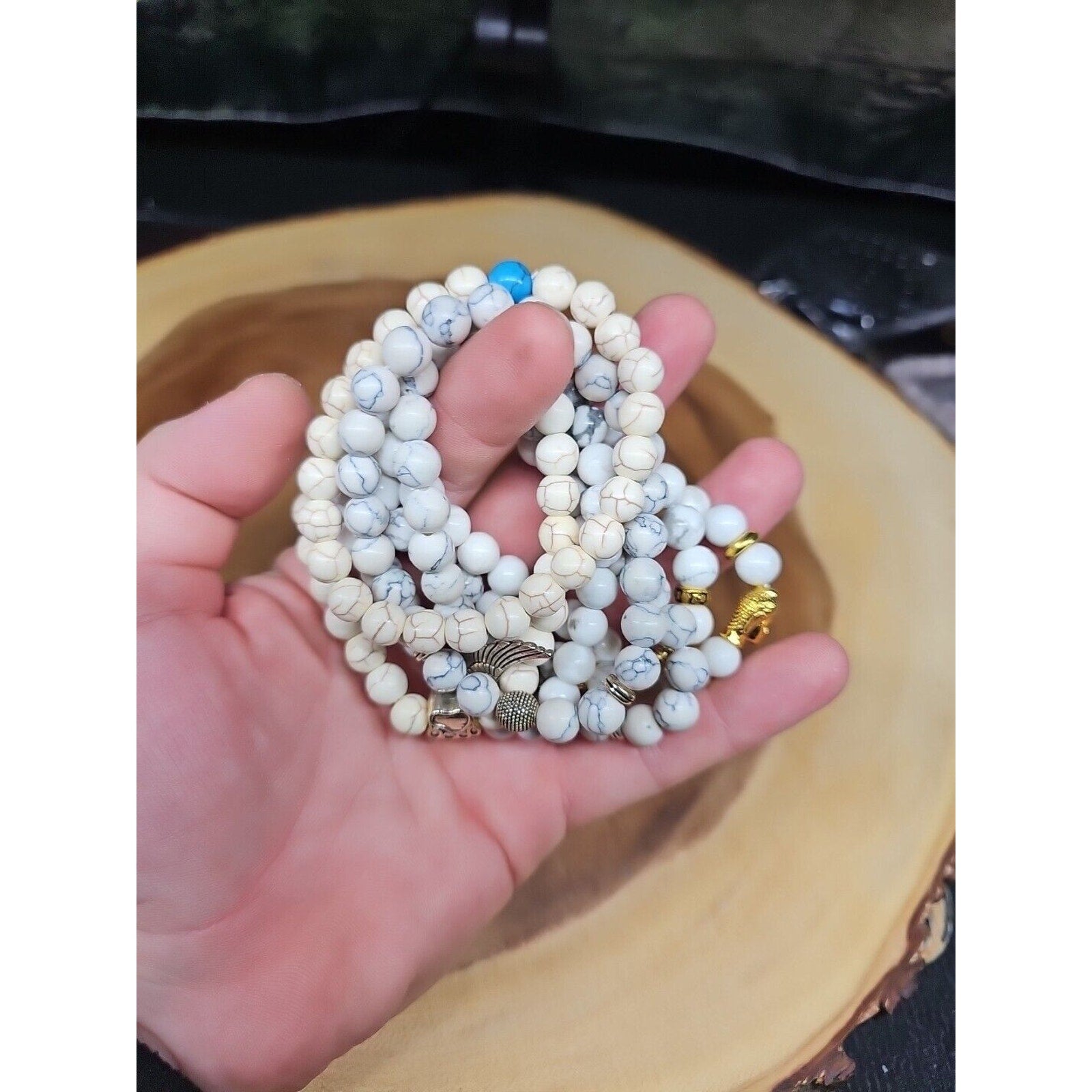 Natural Howlite Stone Bracelets 7pc Set