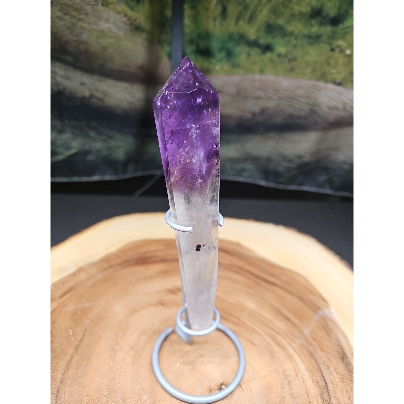 148G Natural Dream Amethyst Quartz Crystal Wand Point Realistic Healing