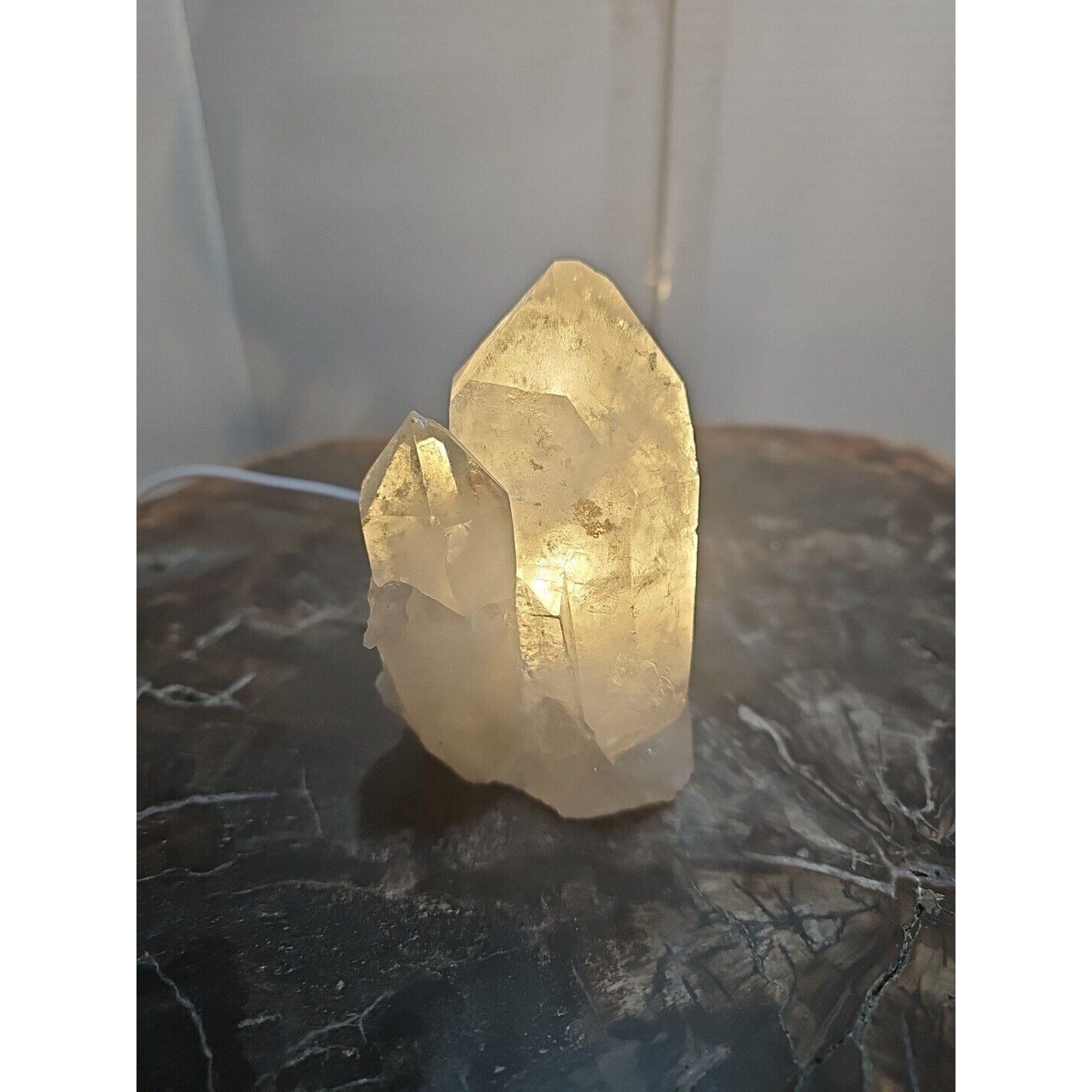 429g White Quartz Crystal Cluster W/ Led Light