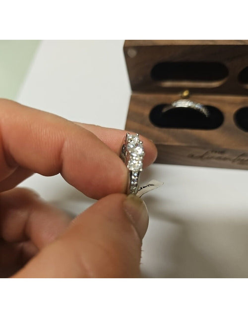 Load image into Gallery viewer, Engagement Ring Set Diamonds Brass/ Silver Plated W/case
